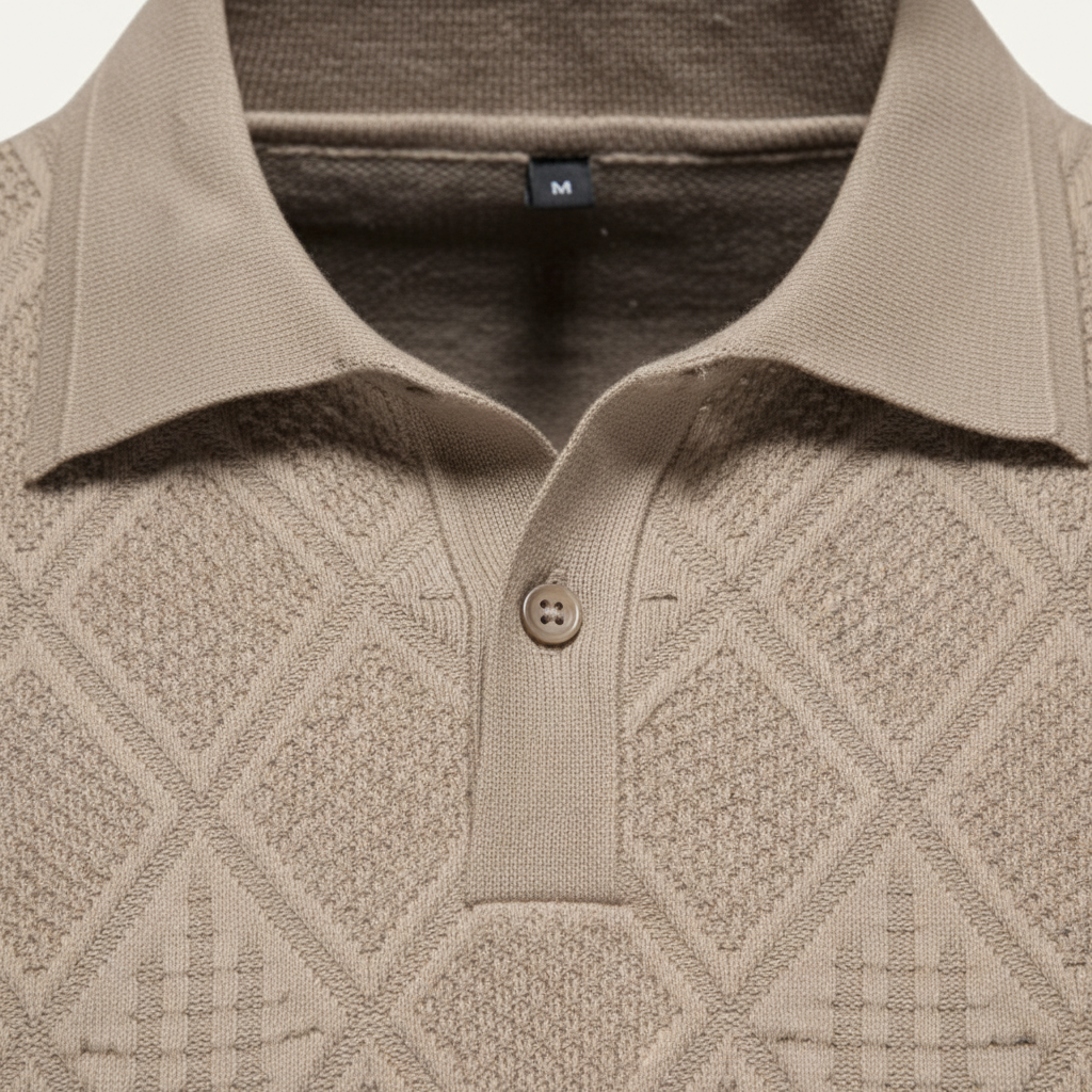 Kensington Diamond Knit Button Polo Sweater for Men