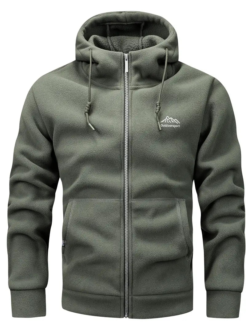 Outdoorsports Men's Casual Warm Padded Zip Jacket with Hood