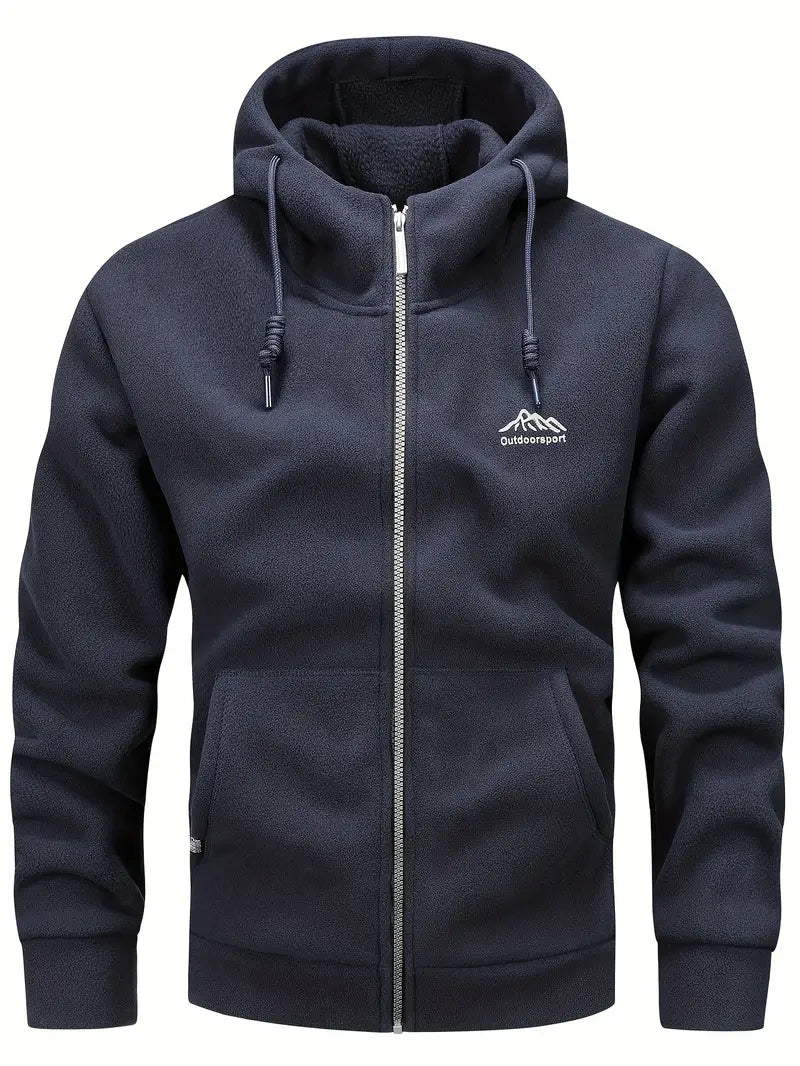 Outdoorsports Men's Casual Warm Padded Zip Jacket with Hood