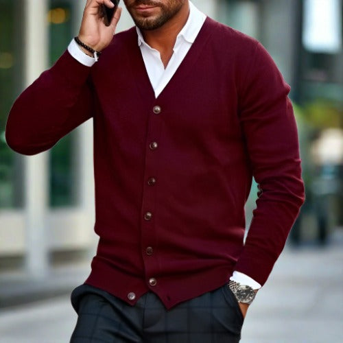Men’s Cotton Cardigan with Front Button Closure