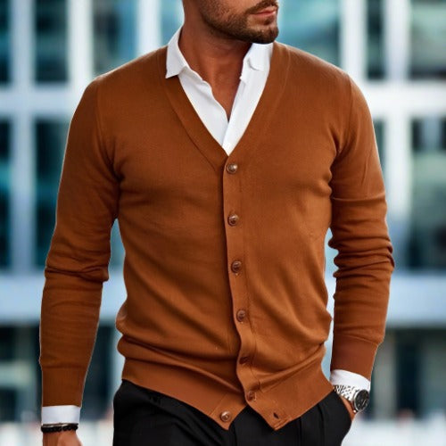 Men’s Cotton Cardigan with Front Button Closure