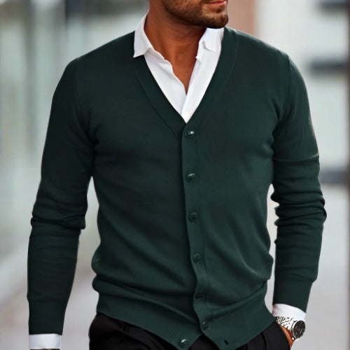 Men’s Cotton Cardigan with Front Button Closure