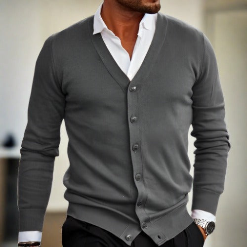 Men’s Cotton Cardigan with Front Button Closure