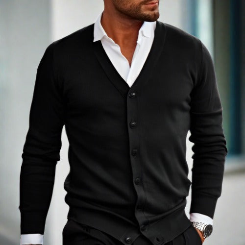 Men’s Cotton Cardigan with Front Button Closure