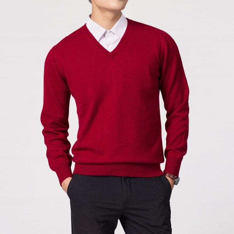 Men’s Cashmere V-Neck Sweater – Classic Lightweight Knitwear