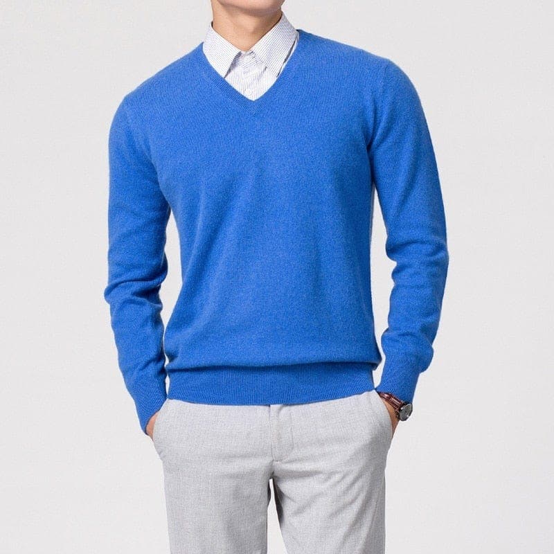 Men’s Cashmere V-Neck Sweater – Classic Lightweight Knitwear