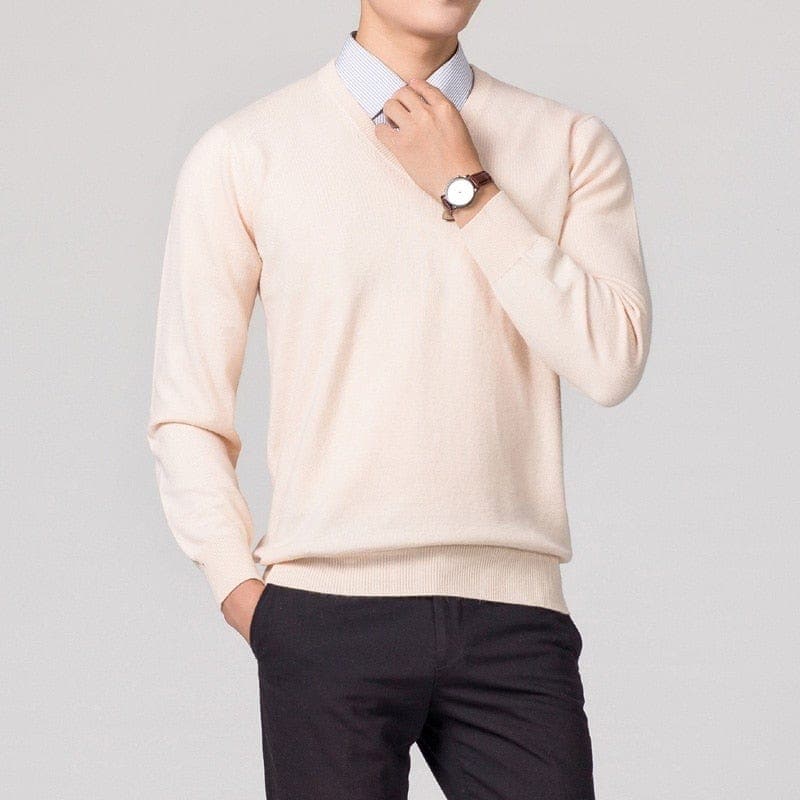 Men’s Cashmere V-Neck Sweater – Classic Lightweight Knitwear