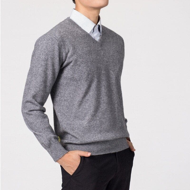 Men’s Cashmere V-Neck Sweater – Classic Lightweight Knitwear