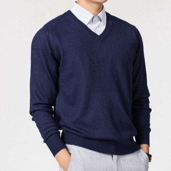 Men’s Cashmere V-Neck Sweater – Classic Lightweight Knitwear