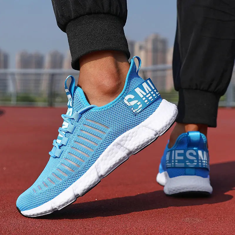 Solorfit | Men Breathable Striped Sneakers – Low-Top Casual Sports Shoes with Lace Closure