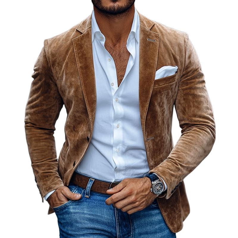 Kingston | Plain Men Two-Button Suede Blazer - Solorfit