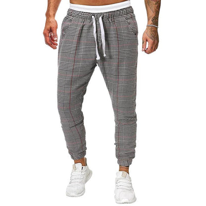 Men's Retro Casual Plaid Print Drawstring Sports Pants 75447809TO