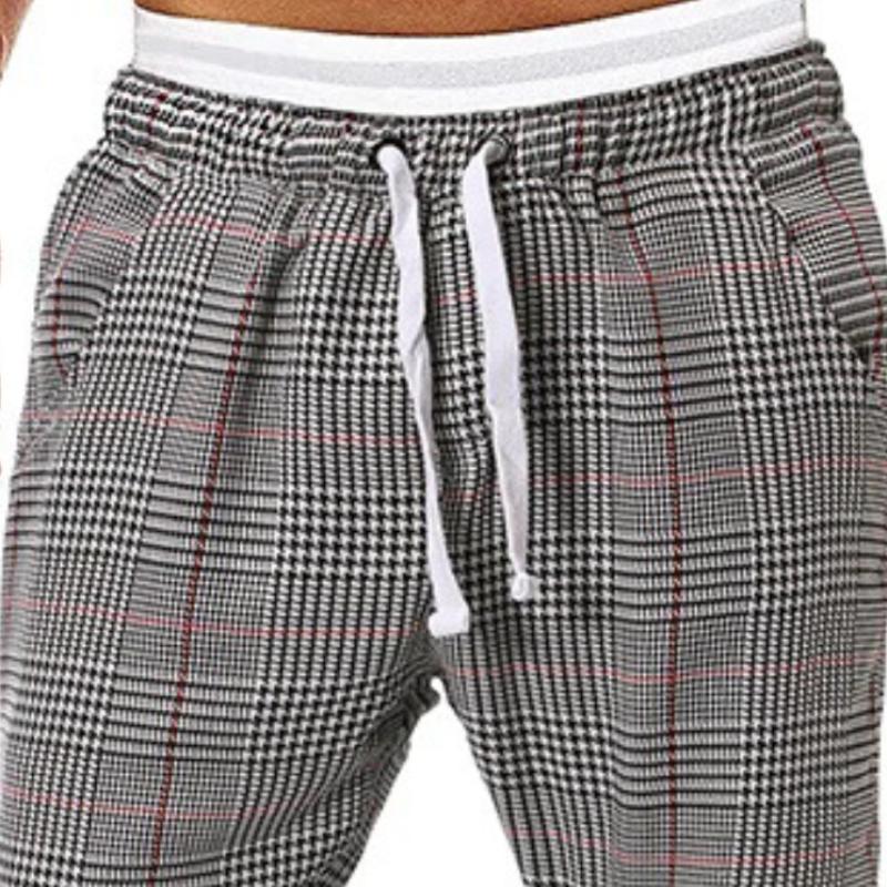 Men's Retro Casual Plaid Print Drawstring Sports Pants 75447809TO