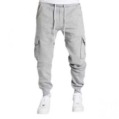 Men's Solid Elastic Waist Multi-pocket Sports Pants 03522018Z