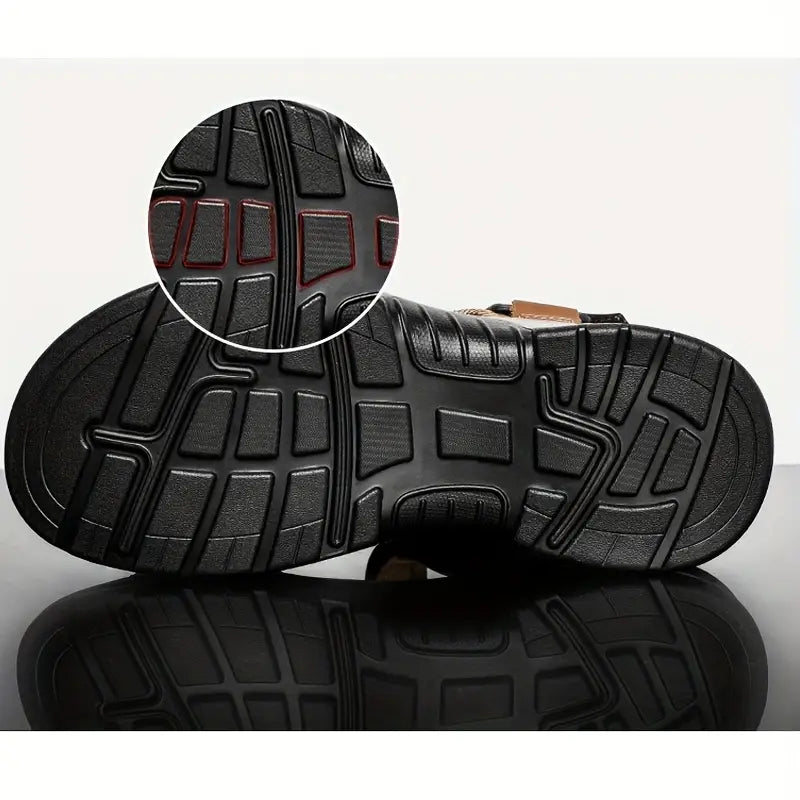 Solorfit | Men's Leather Orthopedic Open-Toe Sport Sandals – Adjustable Straps & Air Cushion Sole - Solorfit