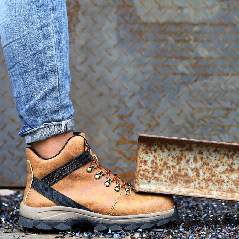 Beige Safety Boots S3 – Unisex High-Top Work Boots with Reinforced Toe and Slip-Resistant Sole