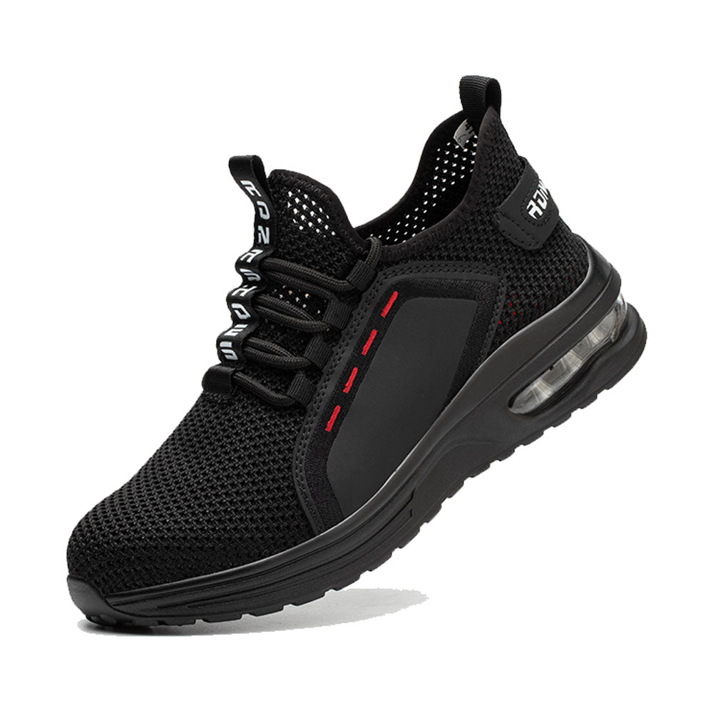 Luna Black Safety Shoes – Men’s Lightweight Steel Toe Work Sneakers with Slip-Resistant Sole