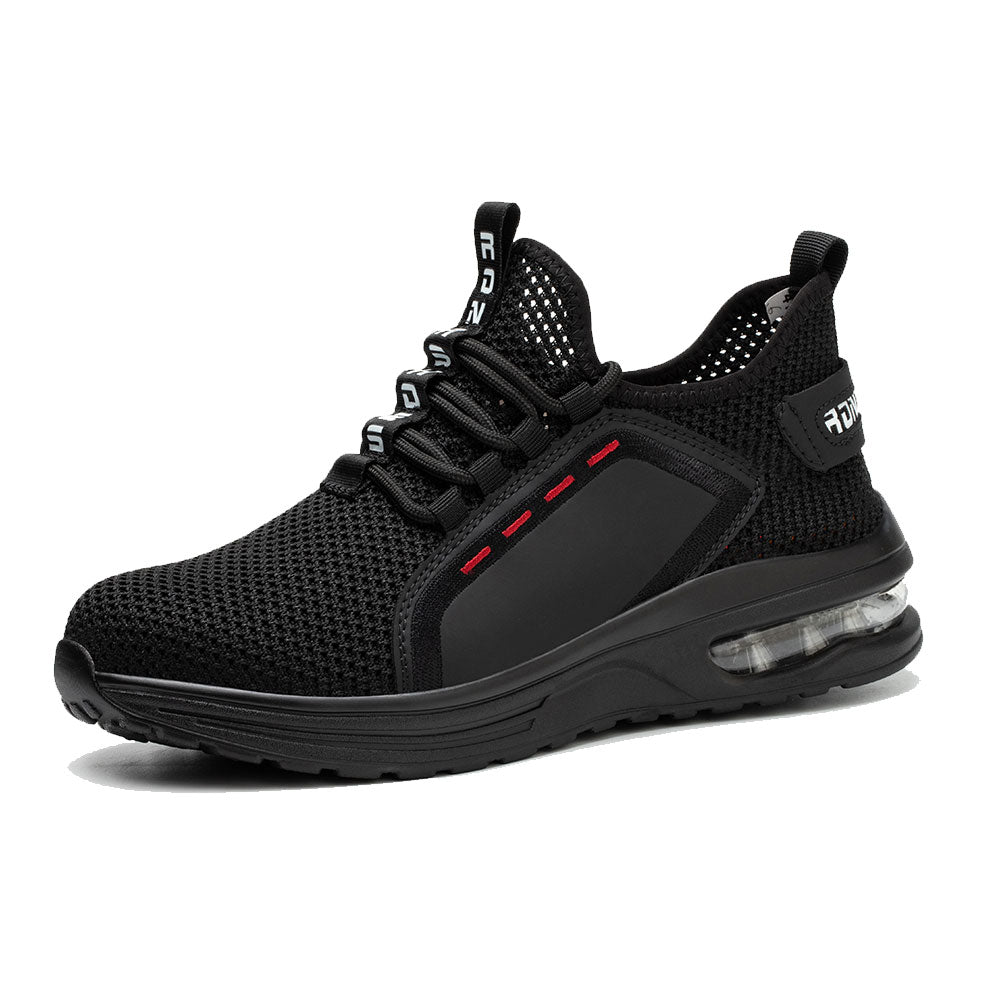 Luna Black Safety Shoes – Men’s Lightweight Steel Toe Work Sneakers with Slip-Resistant Sole