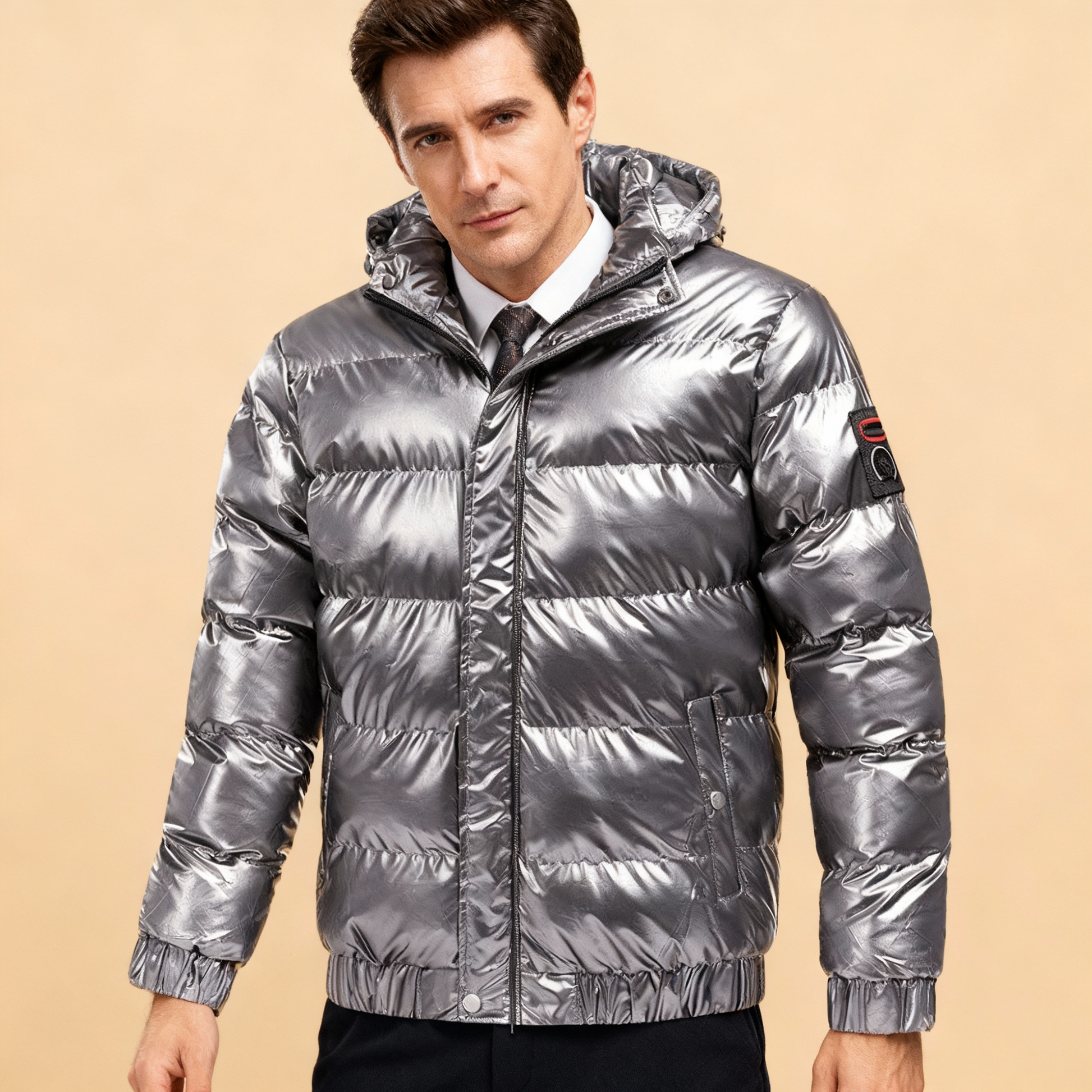 Windproof Men’s Puffer Jacket – Quilted Insulated Shell