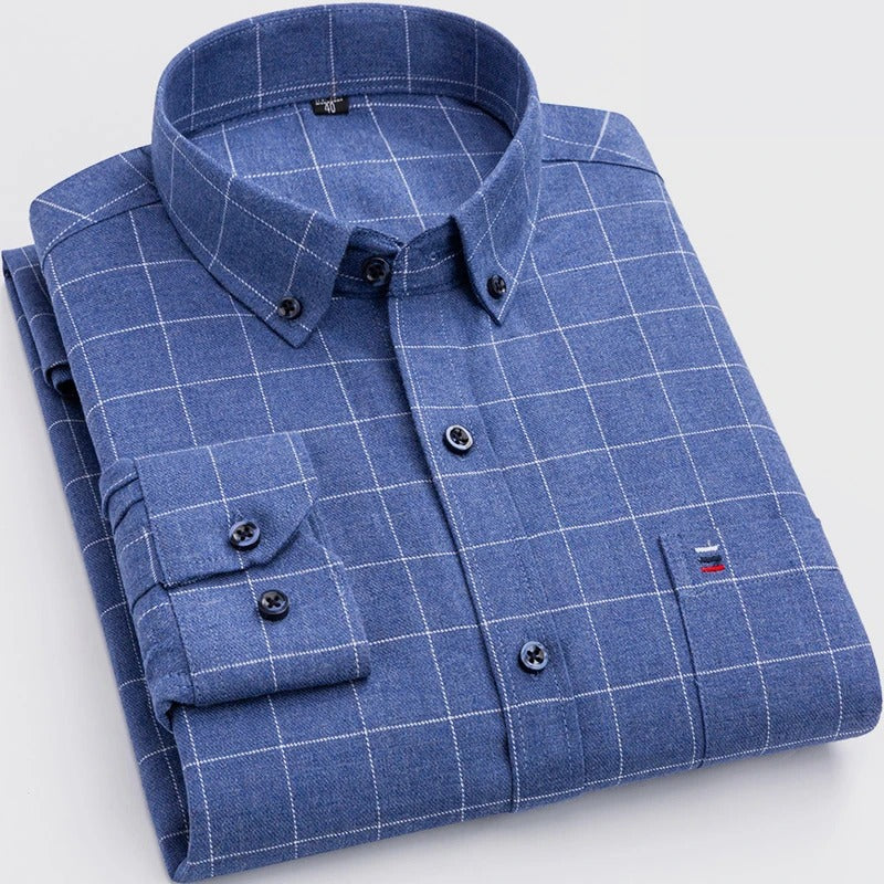 Vinthentic Everett Cotton Plaid Shirt Blouse – Classic Men’s Casual Wear